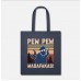 Pew Pew Madafakas Crazy Cat Royal Blue Tote Bag